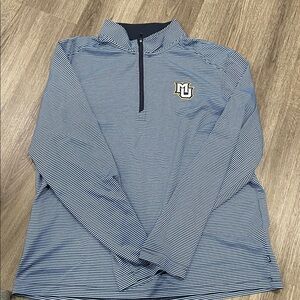 Cutter & Buck Marquette University Navy Striped Long Sleeve Quarter Zip